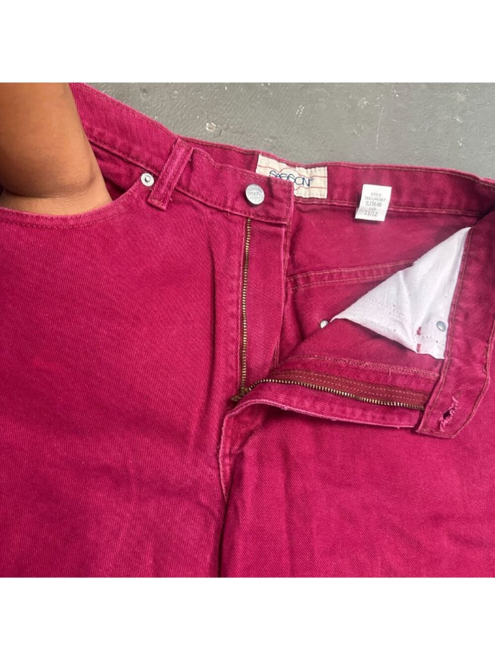 Vtg Sasson Fuchsia Burgundy Jeans 11/12 High Waist 80s Dopamine Maxamalist - Picture 10 of 16